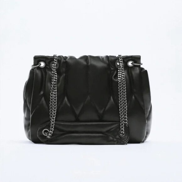Zara Chain Strap Quilted Shoulder Bag - Picture 1 of 10